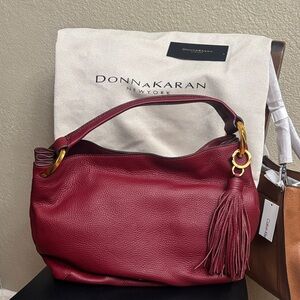 Donna Karan Burgundy Shoulder Bag with Tassel